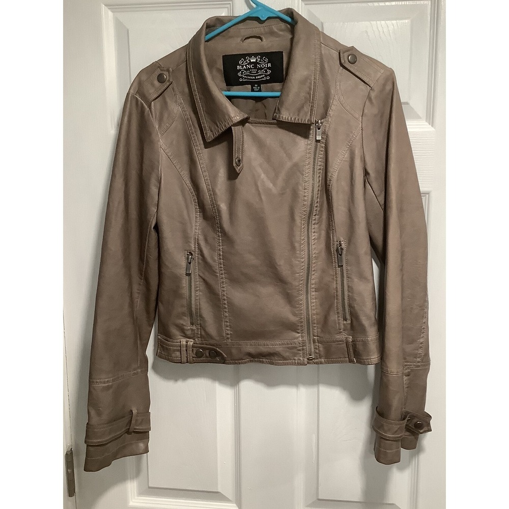 Blanc Noir Women Cropped Faux Leather Jacket Size Medium